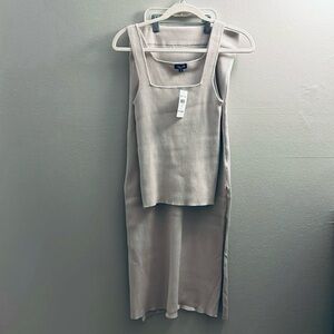 NWT Splendid brand Two-Piece Skirt-tank Sweater Set in Light Grey